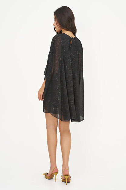 Women's Foil-Printed Woven Cape Dress