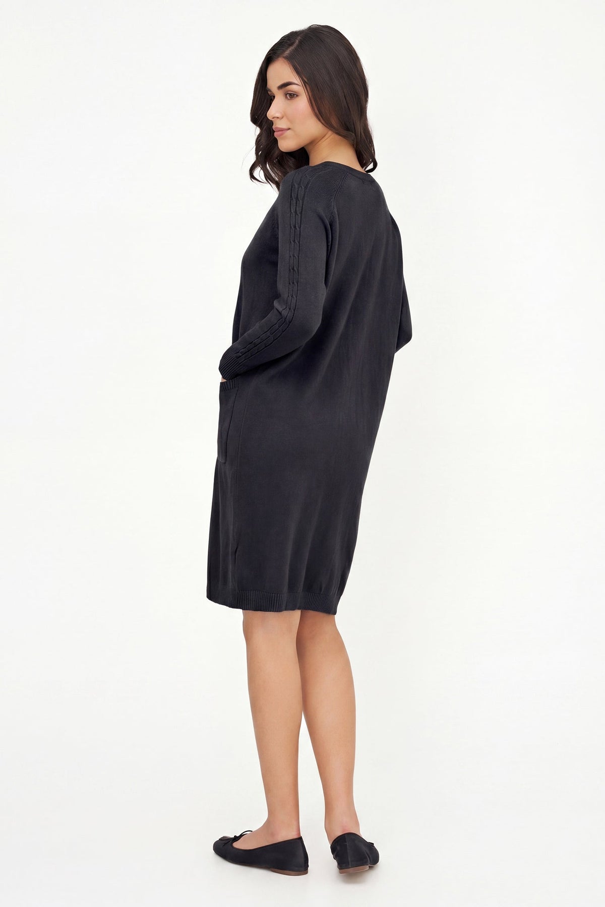 Women's Knit Scoop-Neck Dress, Long Raglan Sleeves & Patch Pockets