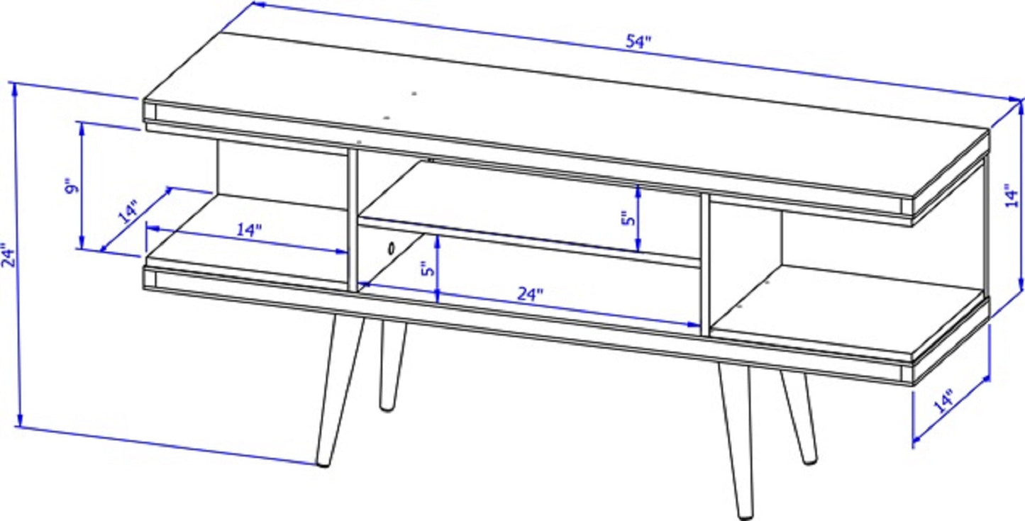 Eureka Modern 53.14" TV-Schrank mit 4 Einlegeböden - Cremeweiß Glänzend/Ahorn Creme