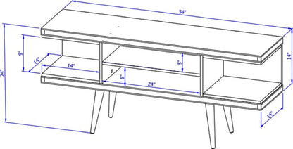 Eureka Modern 53.14" TV-Schrank mit 4 Einlegeböden - Cremeweiß Glänzend/Ahorn Creme