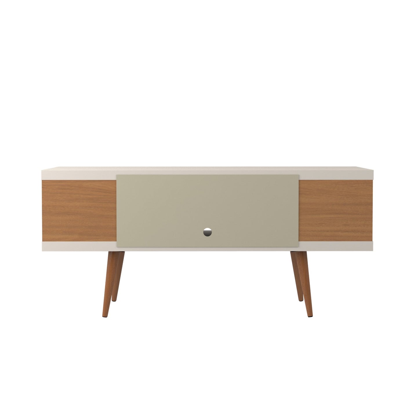 Eureka Modern 53.14" TV-Schrank mit 4 Einlegeböden - Cremeweiß Glänzend/Ahorn Creme
