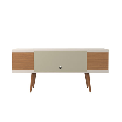 Eureka Modern 53.14" TV-Schrank mit 4 Einlegeböden - Cremeweiß Glänzend/Ahorn Creme