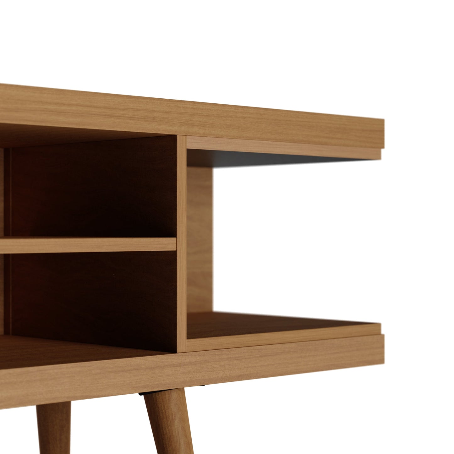 Eureka Modern 53.14" TV Stand with 4 Shelves - Maple Cream