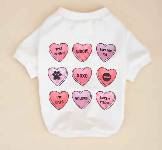 Valentine Hearts Dog Tee – Cute Love Print Pet Shirt