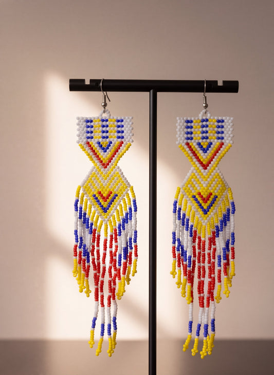 Yellow Purple Sunset Path Beaded Earrings