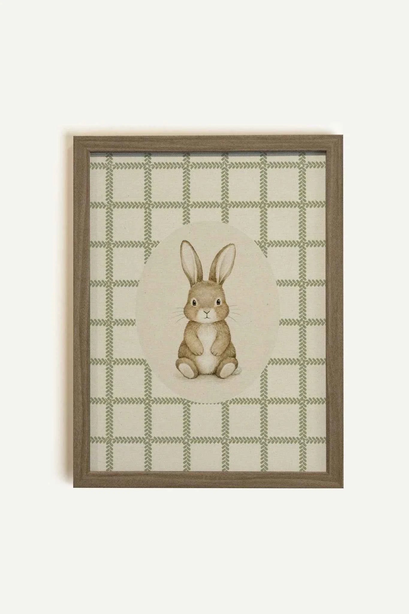 COUNTRY BUNNY, Oeuvre sur toile rigide, encadré brun chêne (collective)