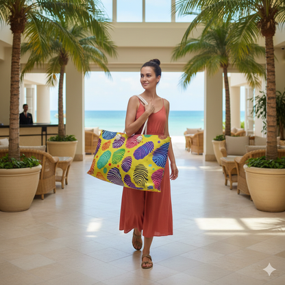 Rainbow Fingerprint Pattern Weekender Bag | Colorful Travel Tote | Busy Mom Gift - AURABAGS SHOP