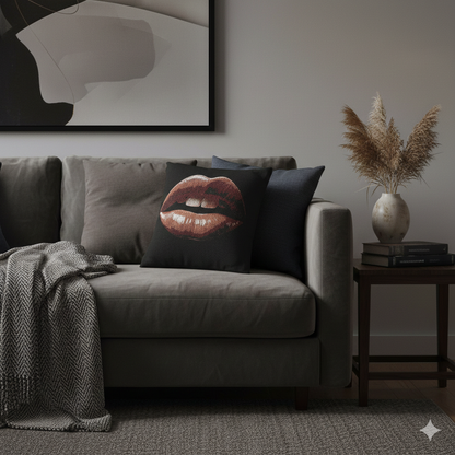 Kiss Design Woven Pillow | Lip Print Accent Pillow - AURABAGS SHOP