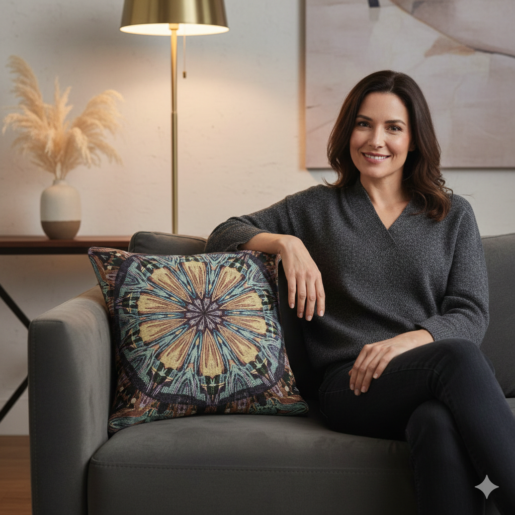 Geometric Mandala Woven Pillow | Boho Tile Decorative Cushion - AURABAGS SHOP