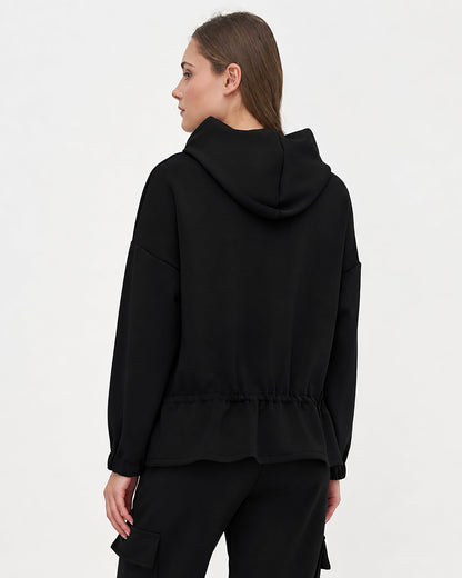 Women's Knit Hooded Sweatshirt, Long Sleeves & Adjustable Waist