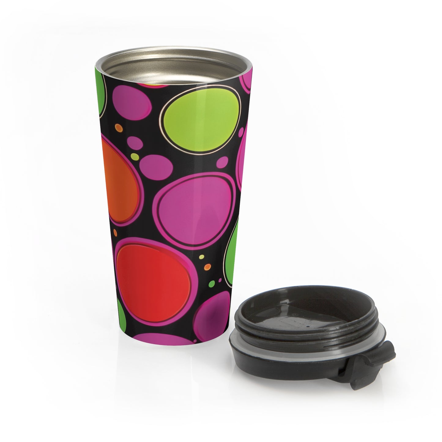 Retro Colorful Bubbles Stainless Steel Travel Mug | Neon Polka Dot Tumbler - AURABAGS SHOP