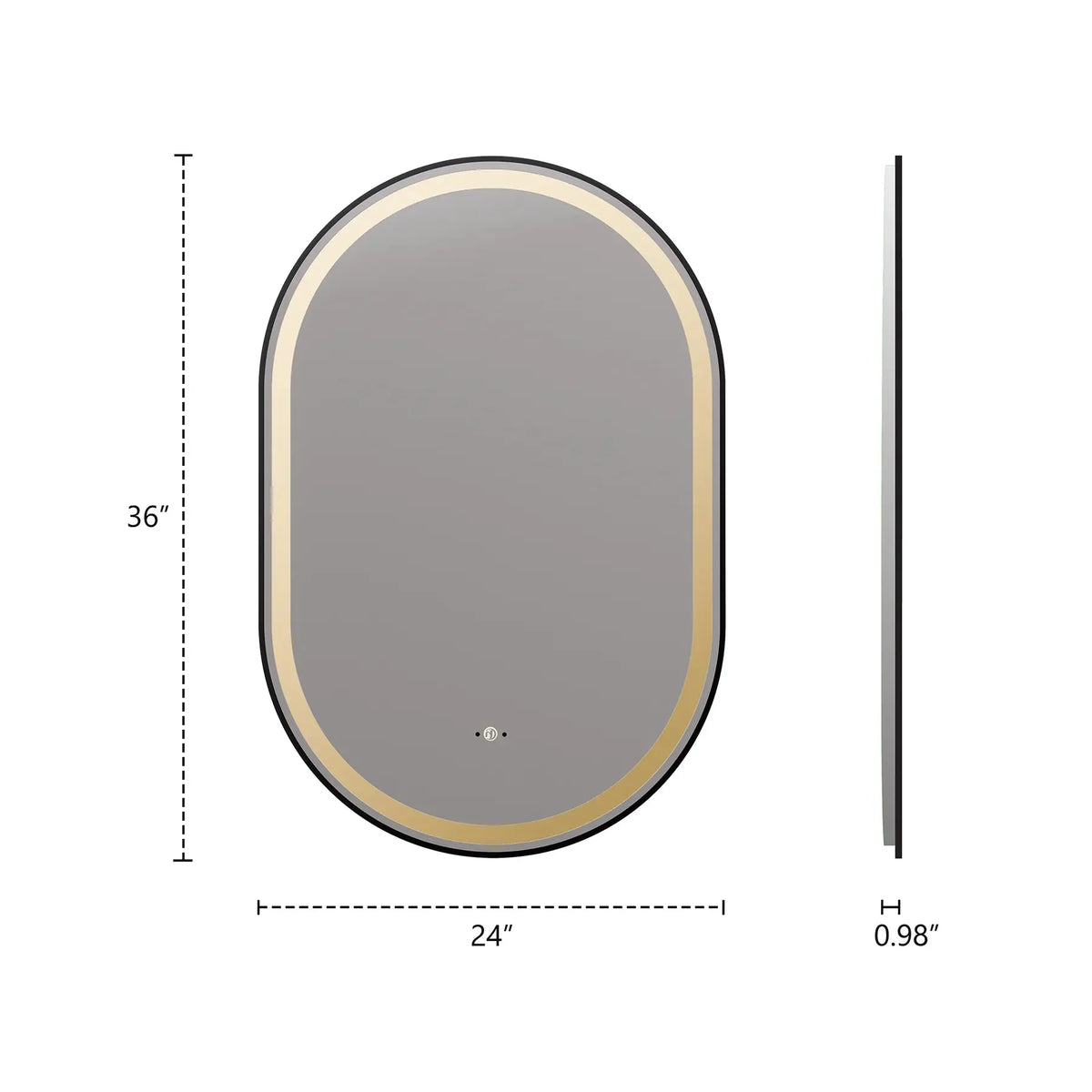 24" x 36" LED Mirror with Black Frame, Anti-Fog, CRI 90+ & Seamless Lighting