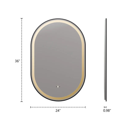 24" x 36" LED Mirror with Black Frame, Anti-Fog, CRI 90+ & Seamless Lighting