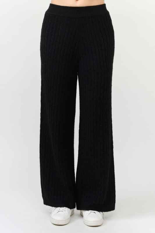 Cable Knit Wide Leg Sweater Pants