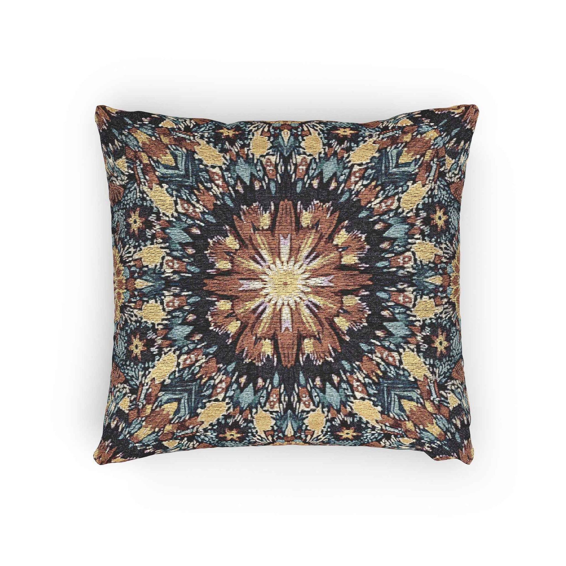 Geometric Mandala Woven Pillow | Boho Mosaic Throw Pillow