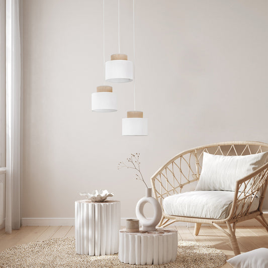 DUO White Jute Natural Pendant Light 3 - AURABAGS SHOP