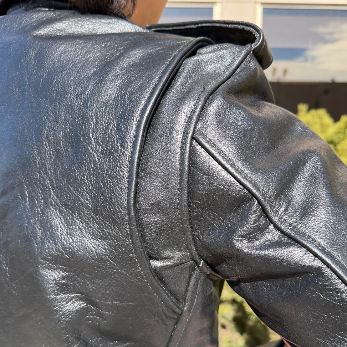Open Road Men’s Buffalo Leather Biker Jacket with Removable Lining