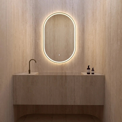 26" x 40" Frameless Capsule LED Mirror with Anti-Fog, CRI 90+ & Seamless Lighting