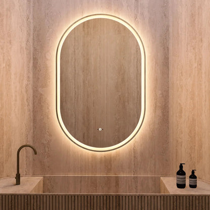 26" x 40" Frameless Capsule LED Mirror with Anti-Fog, CRI 90+ & Seamless Lighting