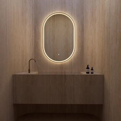 26" x 40" Frameless Capsule LED Mirror with Anti-Fog, CRI 90+ & Seamless Lighting