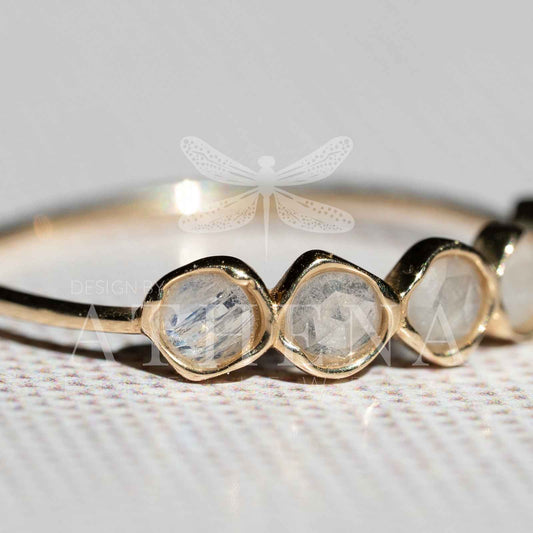 Moonstone Band Ring in 14K Yellow Gold