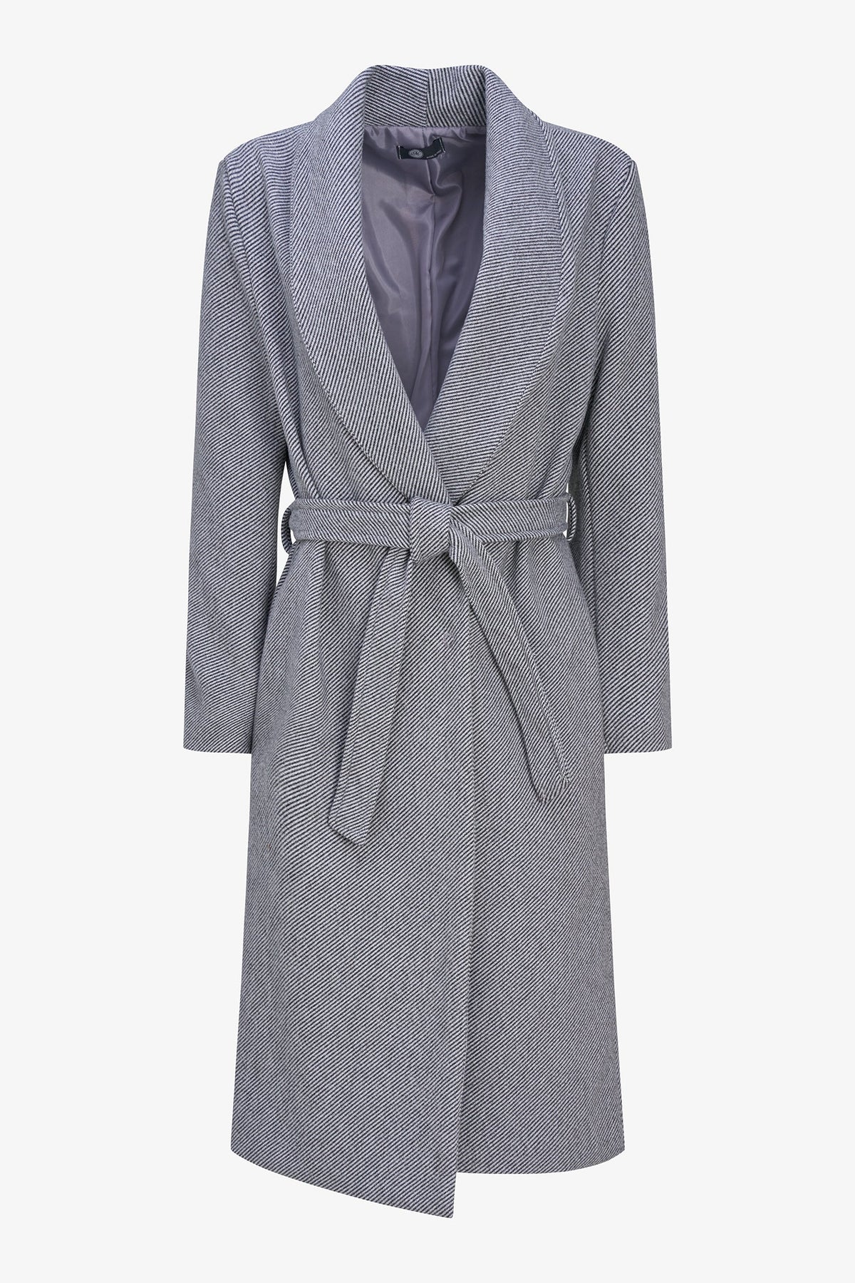 Women's Shawl-Collar Coat, Long Sleeves, Hidden Snaps & Removable Belt