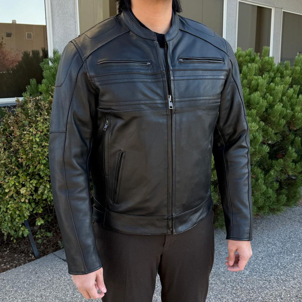 Open Road Men's Leather Armored Riding Jacket | Motorcycle Jacket