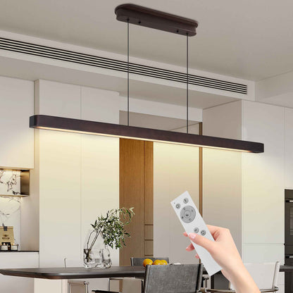 51-inch Walnut Wood Modern LED Pendant Light, Adjustable Hanging Light For Dining Room, Kitchen, Living Room Sleek Walnut Color Finish (United States Delivery Only)