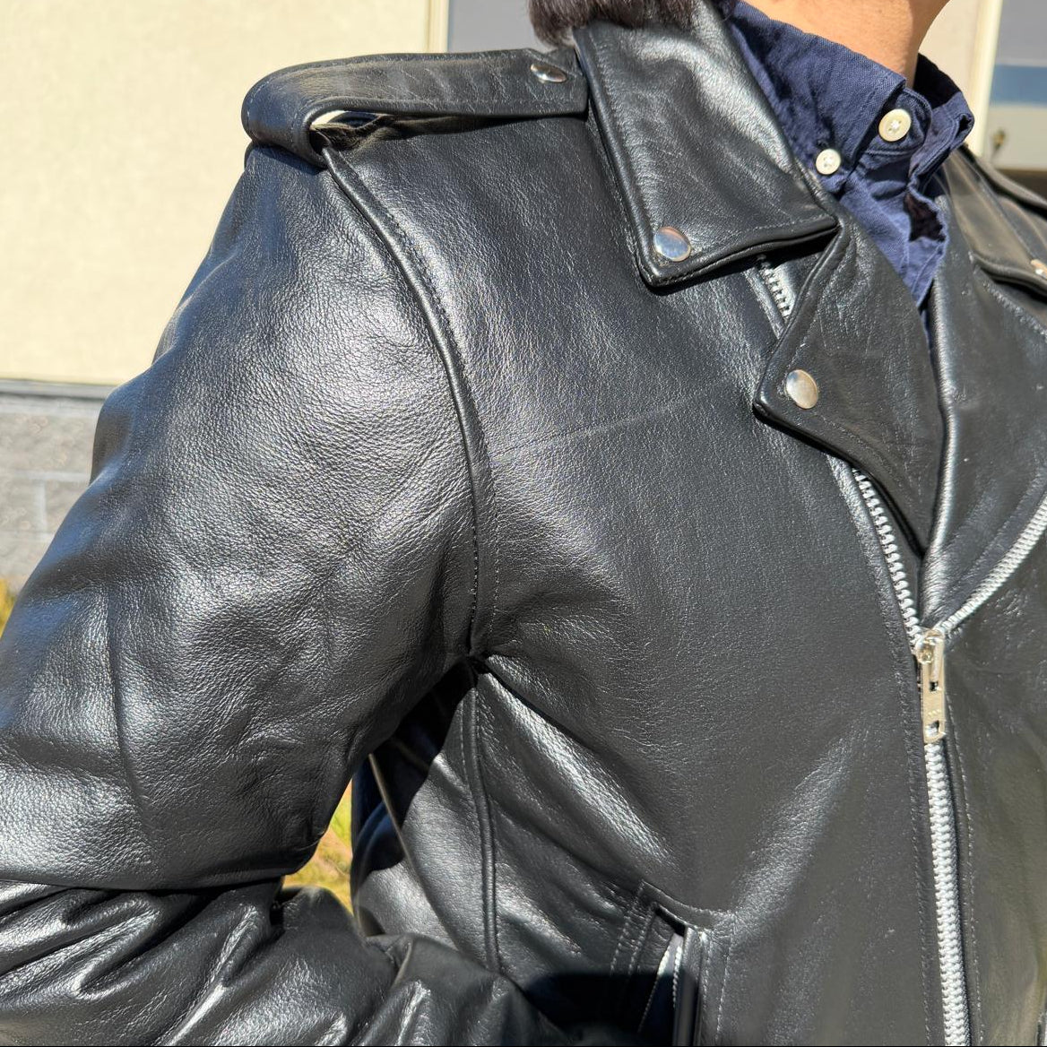 Open Road Men’s Buffalo Leather Biker Jacket with Removable Lining