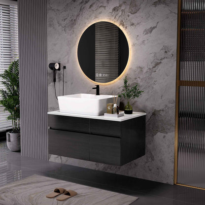 31.5" Floating Bathroom Vanity with Ceramic Vessel Sink – Modern Wall Mounted Single Vanity