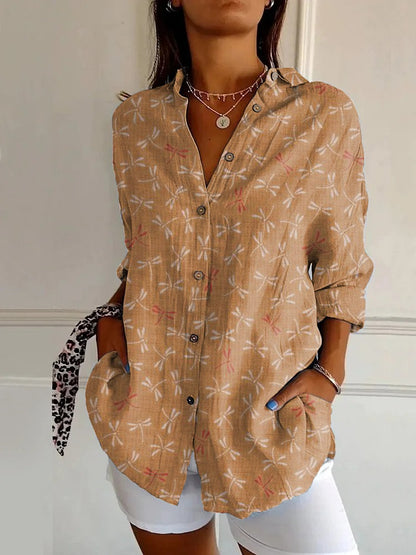 Women’s Floral Print Long-Sleeve Button Shirt – Casual Printed Cardigan Top | Sizes XS–5XL