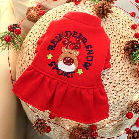 Reindeer Wishes Holiday Dog Dress | Christmas Occasion Outfit