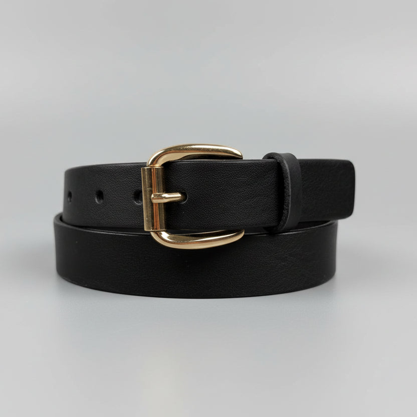 Keldon Women’s Italian Leather Belt with Rose Gold Roller Buckle