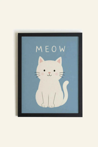 MEOW, Oeuvre sur toile rigide, encadré Noir (collective)