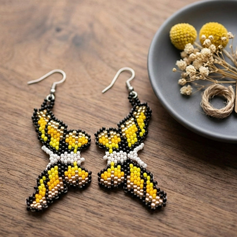 Yellow  Beaded Earrings