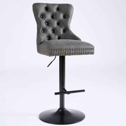 A&A Furniture Black PU Leather Bar Stools Set of 2 – Tufted Swivel Bar Chairs with Adjustable Height (Deliver to United States Only)