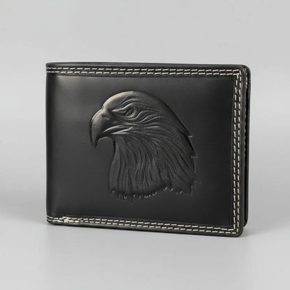 Men’s Cow Leather Eagle Embossed Bifold Wallet