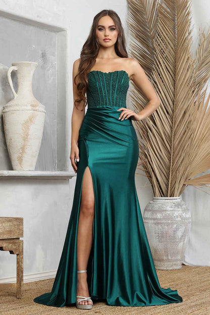 Fitted strapless sheer lace corset  dress