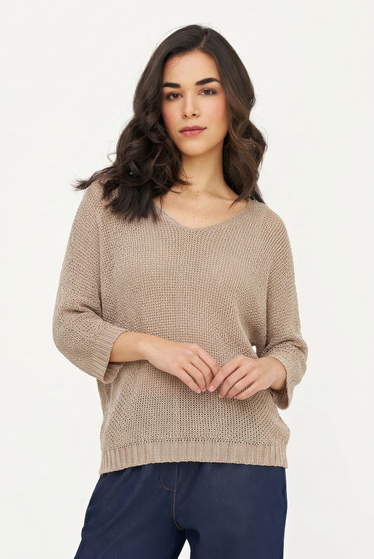 Women's Oversized Knit V-Neck Sweater