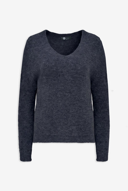 Women's Soft Brushed-Knit V-Neck Sweater with Long Sleeves