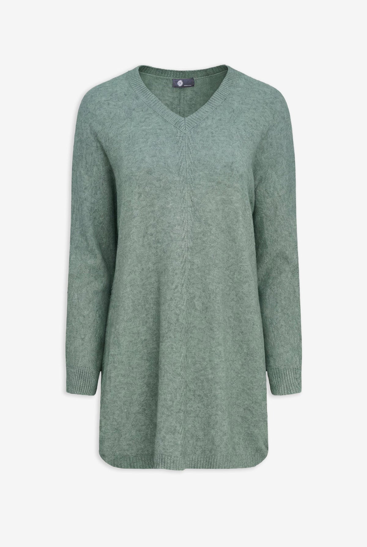 Women's Knit V-Neck Tunic Sweater with Long Sleeves