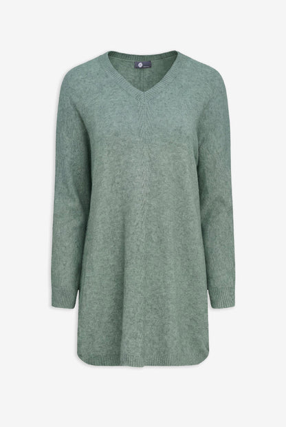 Women's Knit V-Neck Tunic Sweater with Long Sleeves