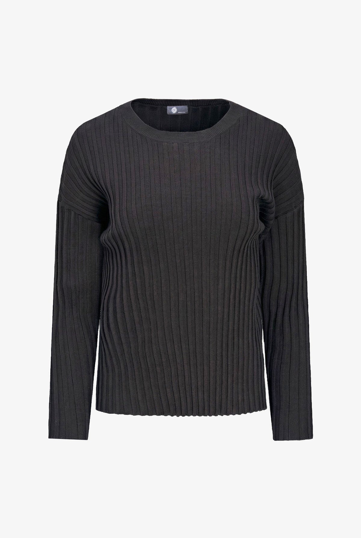 Women's Rib-Knit Crew-Neck Sweater with Long Sleeves