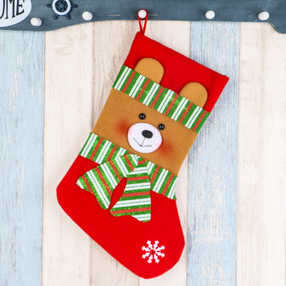 Christmas Gift Bag for Kids, Santa Stocking Sack with Holiday Designs