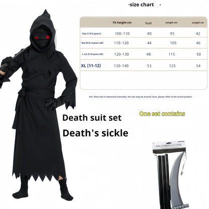 Children's Grim Reaper Halloween Costume – Hooded Cosplay Outfit for Boys & Girls