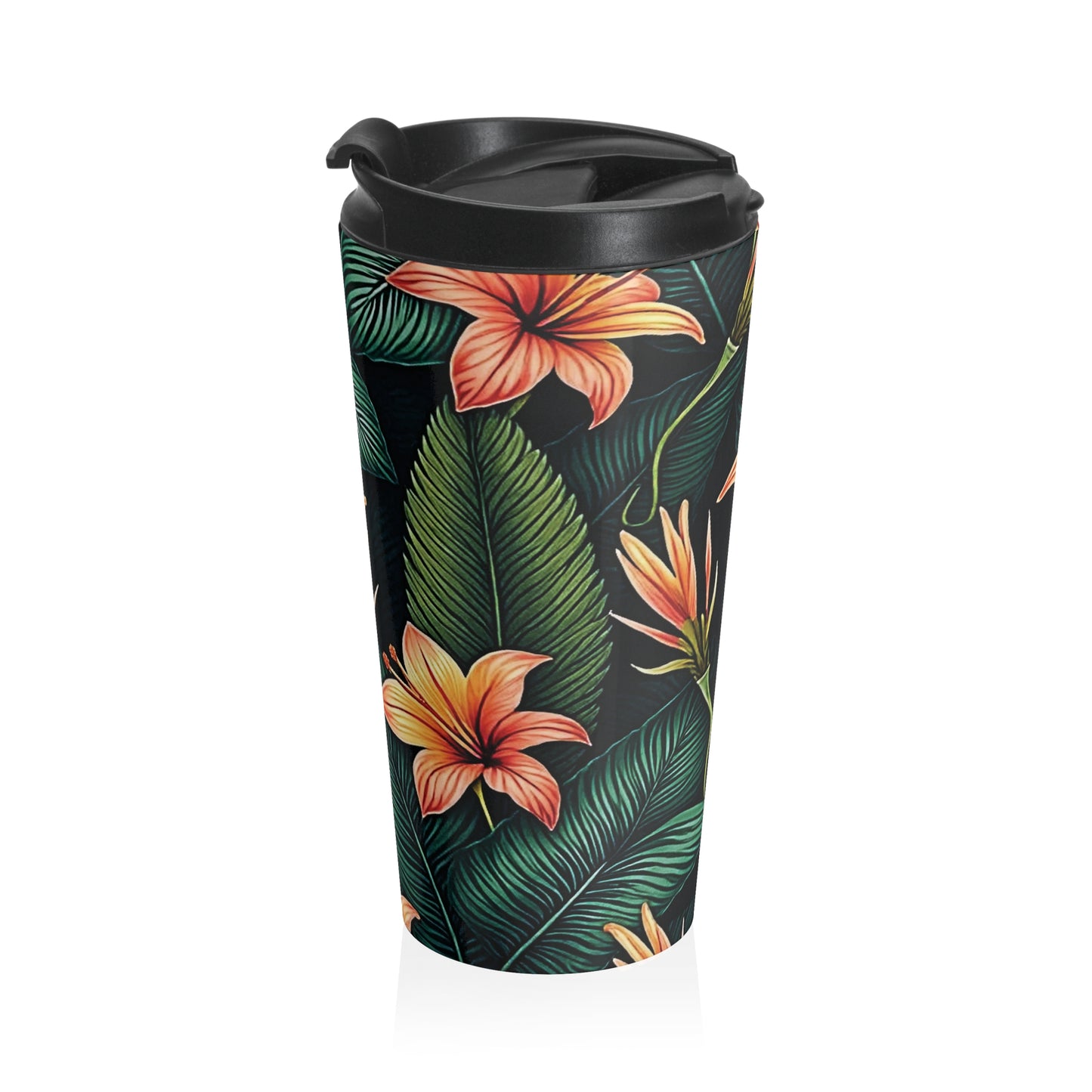 Tropical Orange Lily Travel Mug | Floral Stainless Steel Tumbler - AURABAGS SHOP