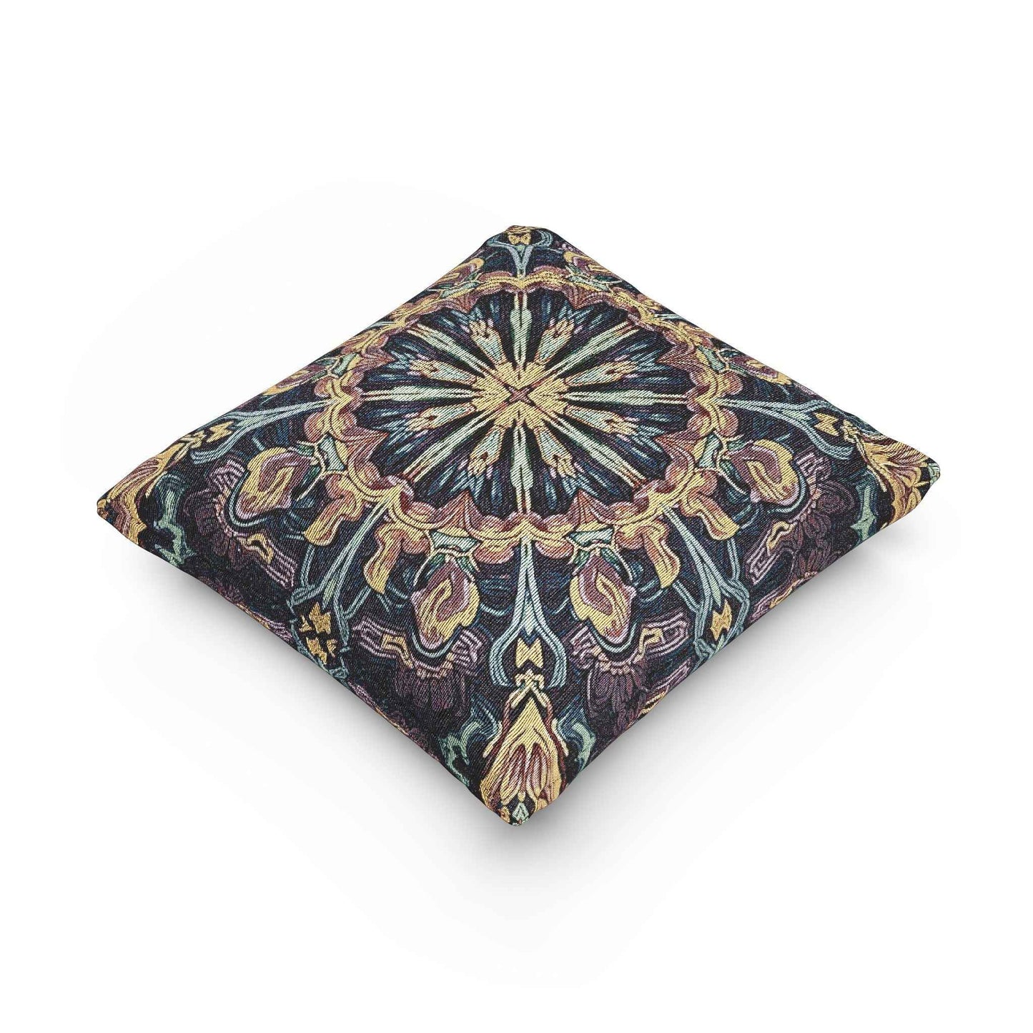 Geometric Mandala Woven Pillow | Boho Mosaic Throw Cushion