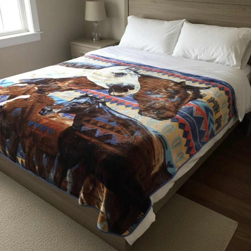 LUXURY PLUSH ULTRA SOFT BLANKET HORSE (Spirit of love)