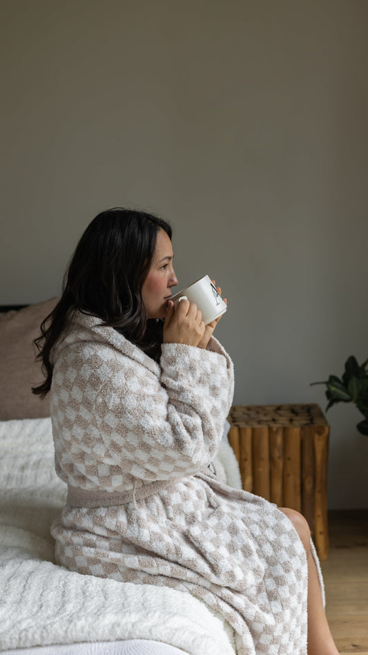 Adult Check Print Hooded Robe