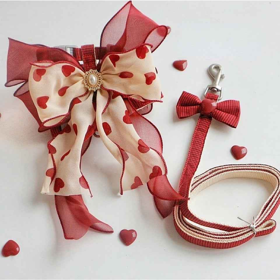 Dog Harness Leash Set | Love Me Heart Dog Set